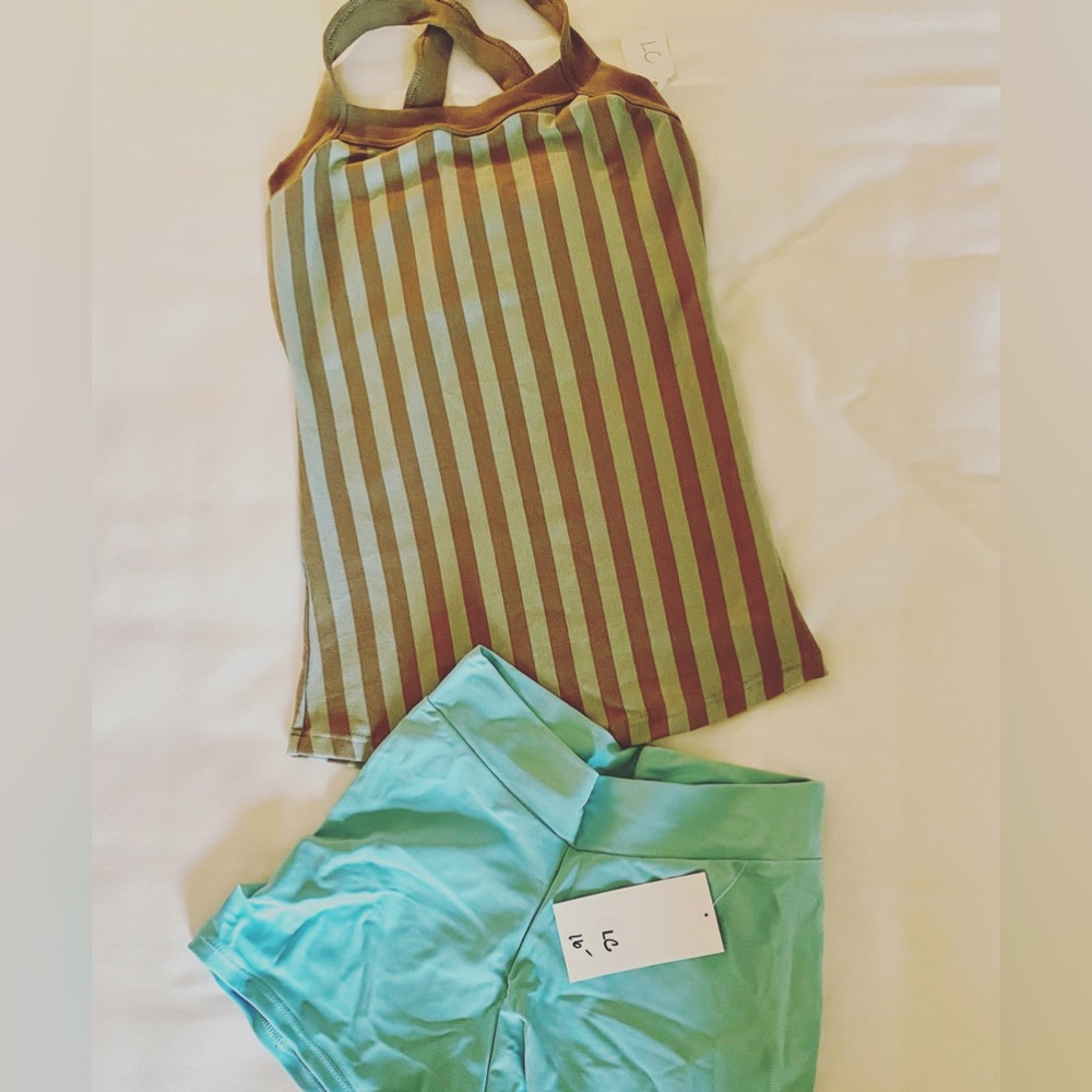 New, Blue & Gray Striped Tank with Matching Short Sets💙